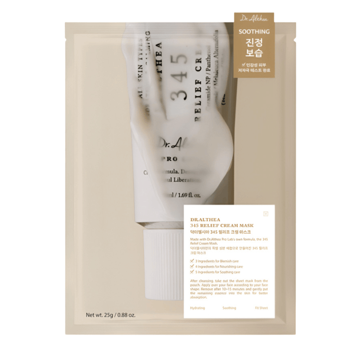Dr. Althea 345 Relief Cream Mask sheet mask s upokojujúcimi zložkami ako niacínamid, ceramid a centella asiatica