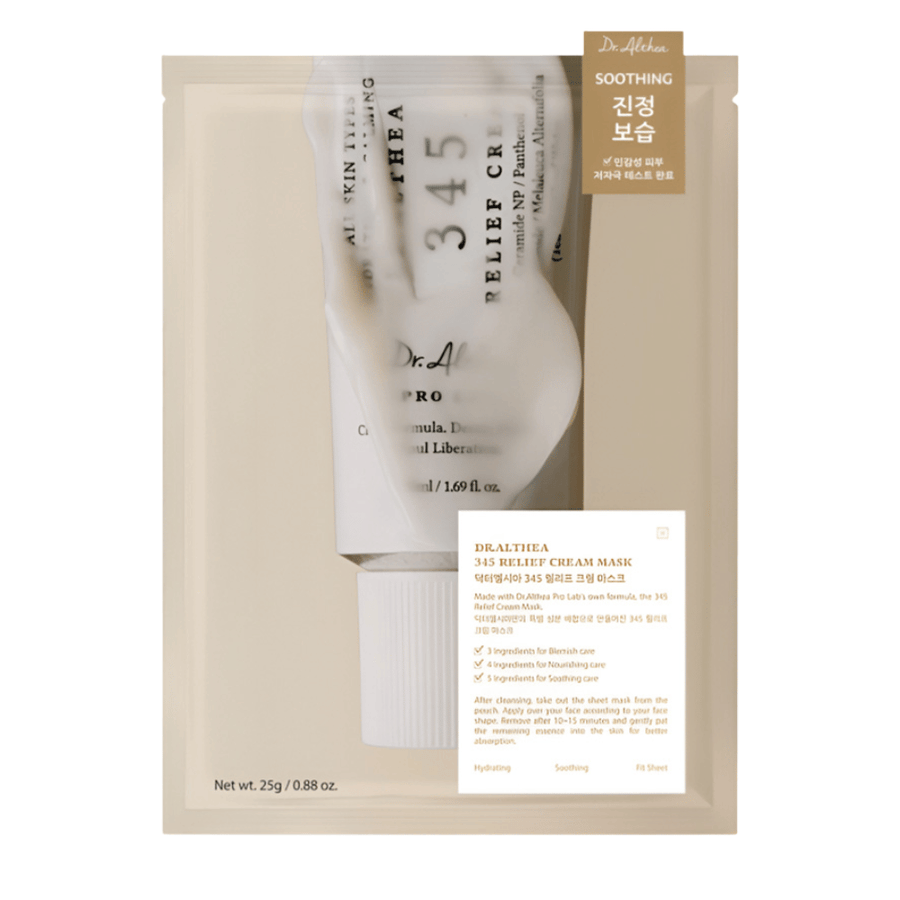 Dr. Althea 345 Relief Cream Mask sheet mask s upokojujúcimi zložkami ako niacínamid, ceramid a centella asiatica