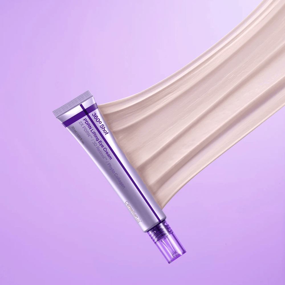 Centellian24 360º Shot PDRN Lifting Eye Cream textúra – detailný záber na krémový očný krém s PDRN a kolagénom, ktorý pomáha hydratovať a dodávať pokožke okolo očí hladší vzhľad.