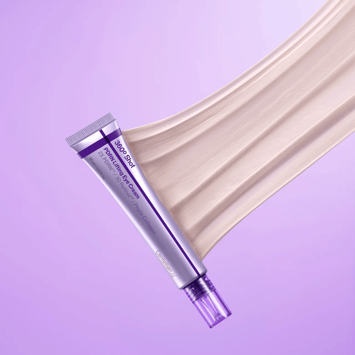 Centellian24 360º Shot PDRN Lifting Eye Cream textúra – detailný záber na krémový očný krém s PDRN a kolagénom, ktorý pomáha hydratovať a dodávať pokožke okolo očí hladší vzhľad.