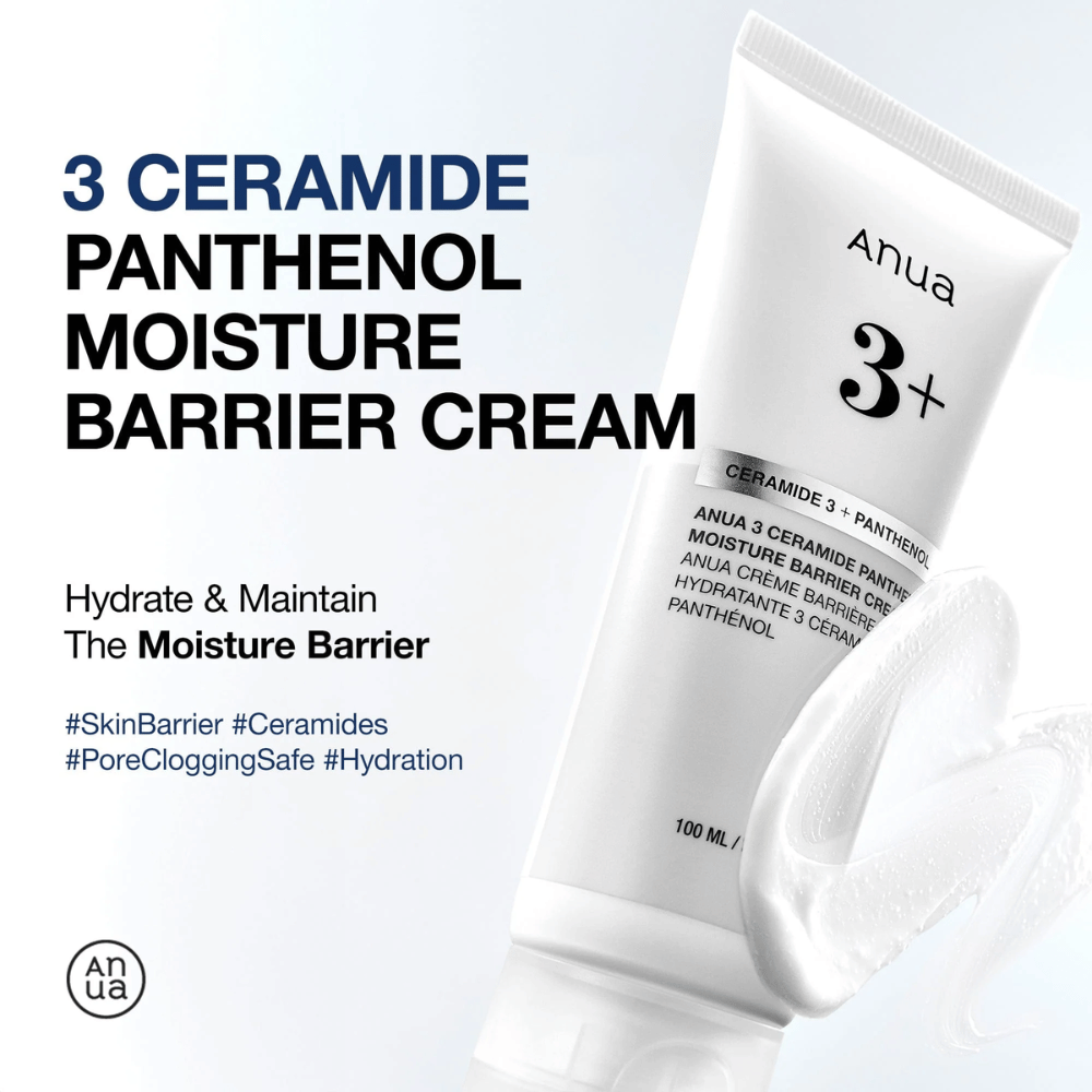 Anua 3 Ceramide Panthenol Moisture Barrier Cream – hydratuje a posilňuje ochrannú bariéru pokožky.