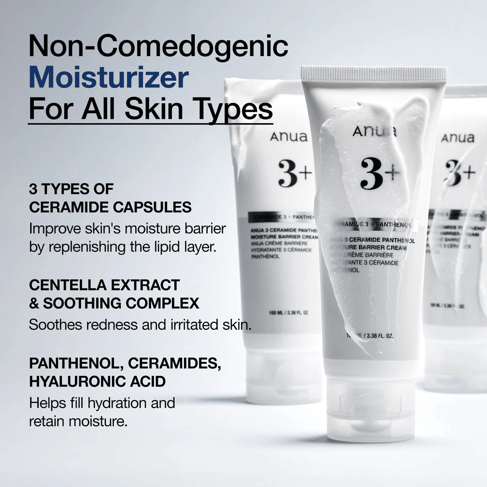 Anua 3 Ceramide Panthenol Cream – hydratačný, upokojujúci a nekomedogénny krém pre všetky typy pleti.