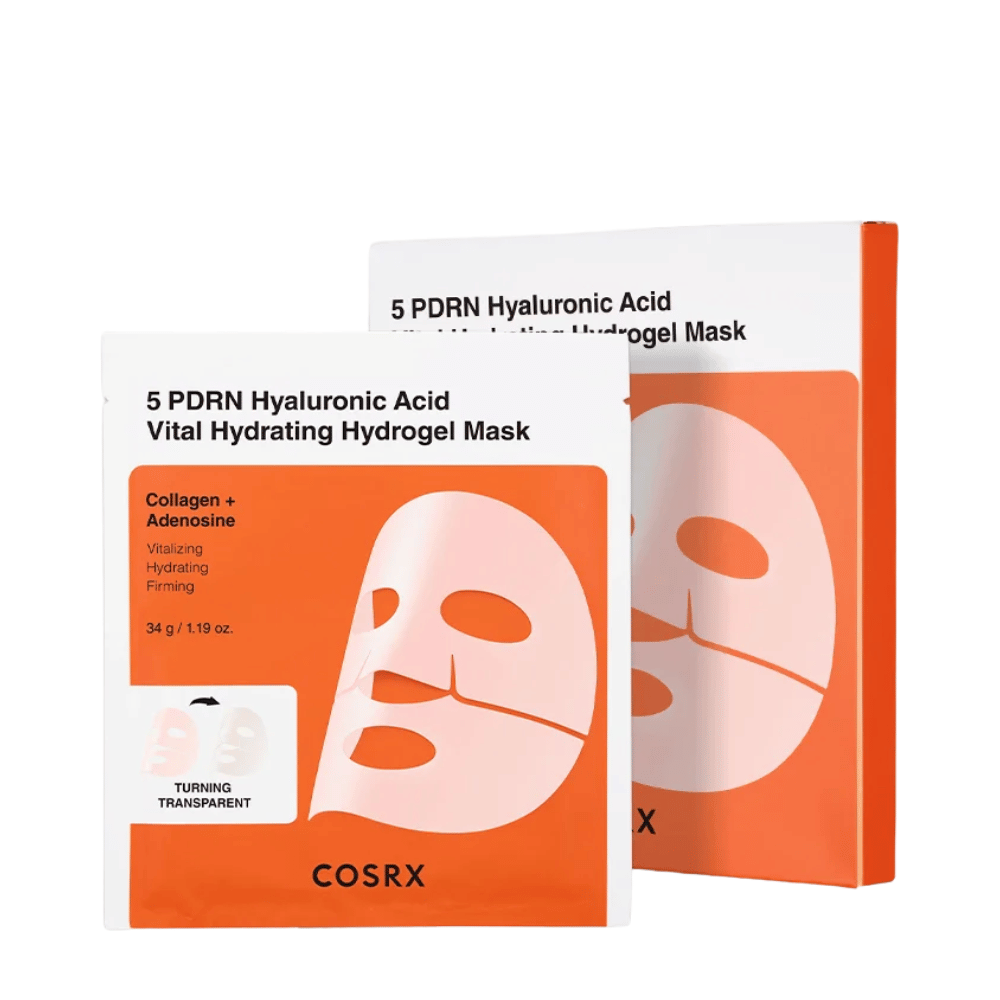 COSRX 5 PDRN Hyaluronic Acid Vital Hydrating Hydrogel Mask 34 g s kolagénom a adenozínom pre hydratačnú a spevňujúcu starostlivosť o pleť