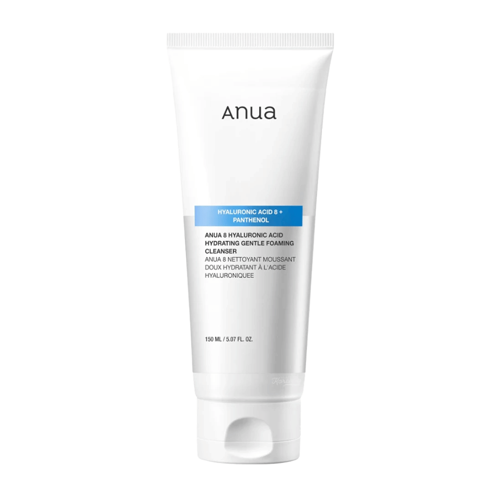 Anua 8 Hyaluronic Acid Hydrating Gentle Foaming Cleanser je jemný čistiaci krém, ktorý kombinuje osem typov kyseliny hyalurónovej a panthenol na poskytnutie intenzívnej hydratácie a ochranu kožnej bariéry. Produkuje jemnú a bohatú penu, ktorá efektívne odstraňuje nečistoty a make-up bez vysušovania pokožky.