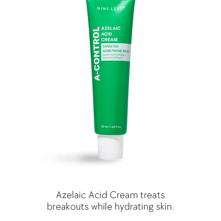 NINELESS Azelaic Acid Cream pleťový krém – krém pre aknóznu pokožku, ktorý pomáha bojovať proti vyrážkam, hydratuje pokožku a zjednocuje tón pleti.