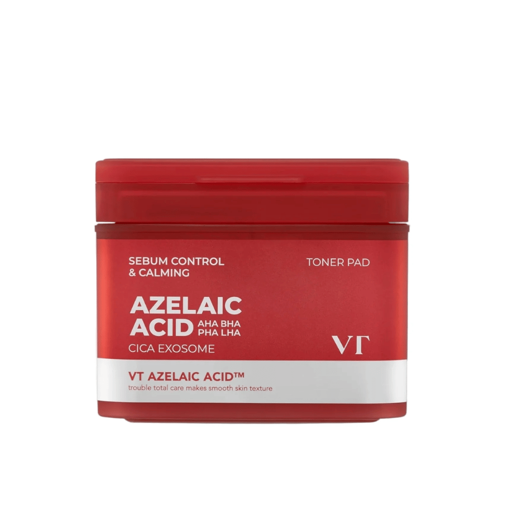 Obrázok produktu VT Azelaic Acid Cica Exosome Toner Pad – denná jemná peeling, ktorá znižuje sebum a upokojuje pokožku.