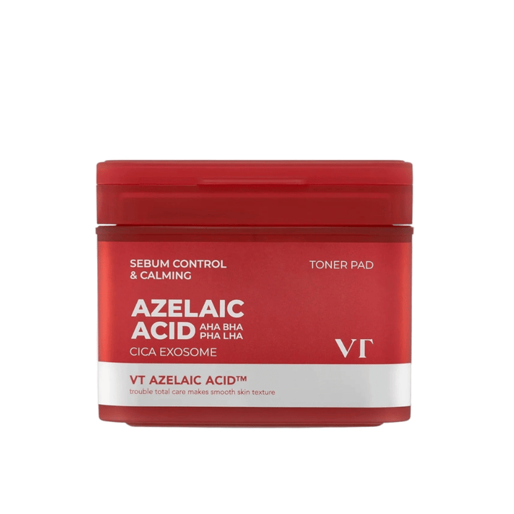 Obrázok produktu VT Azelaic Acid Cica Exosome Toner Pad – denná jemná peeling, ktorá znižuje sebum a upokojuje pokožku.