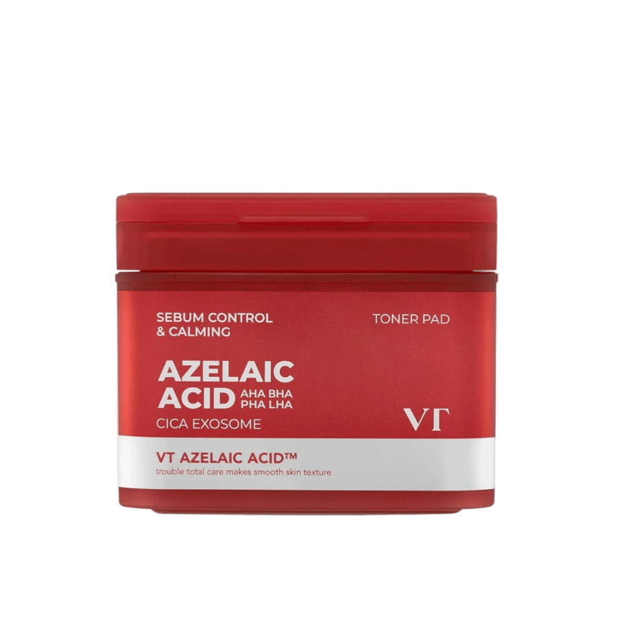Obrázok produktu VT Azelaic Acid Cica Exosome Toner Pad – denná jemná peeling, ktorá znižuje sebum a upokojuje pokožku.