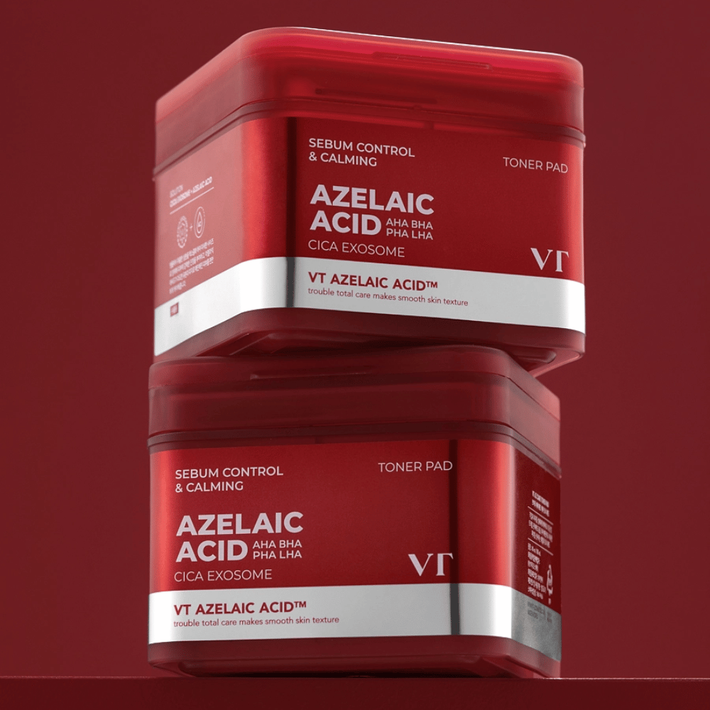 Dve nádoby VT Azelaic Acid Toner Pad – efektívna kontrola sebumu a upokojujúca starostlivosť s Cica Exosome.