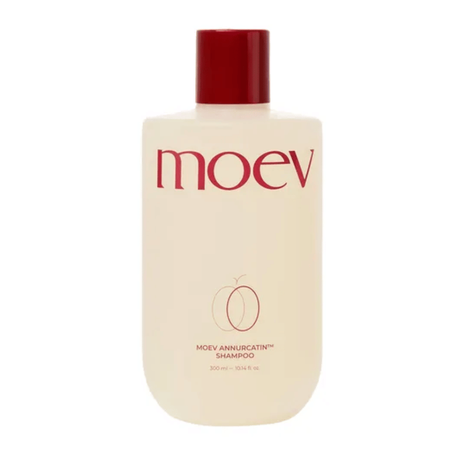 MOEV Annurcatin Shampoo 300 ml – výživný, vegánsky šampón obohatený o Annurca-jablko, biotín a kofeín, ktorý posilňuje vlasy a podporuje zdravú pokožku hlavy.