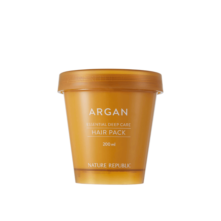 Obrázok produktu na Nature Republic Argan Essential Moisture Repairing Hair Mask 200 ml – hydratačná vlasová maska s arganovým olejom.
