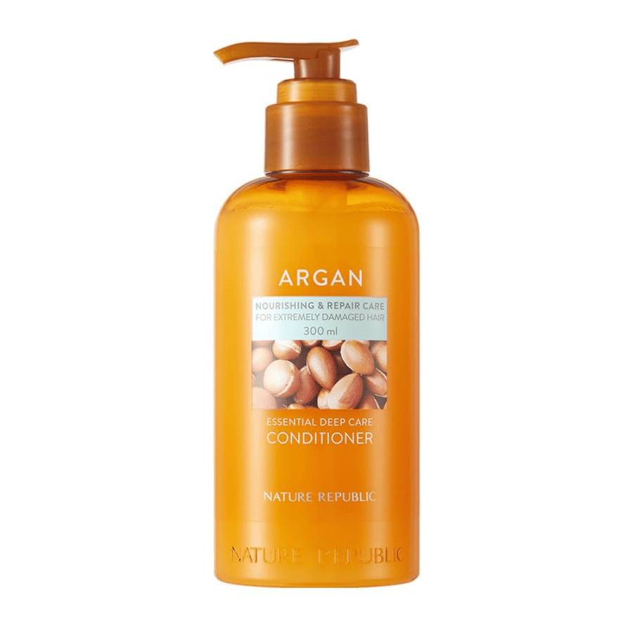 Obrázok produktu na Nature Republic Argan Essential Moisture Repairing Conditioner 300 ml pre suché a poškodené vlasy.