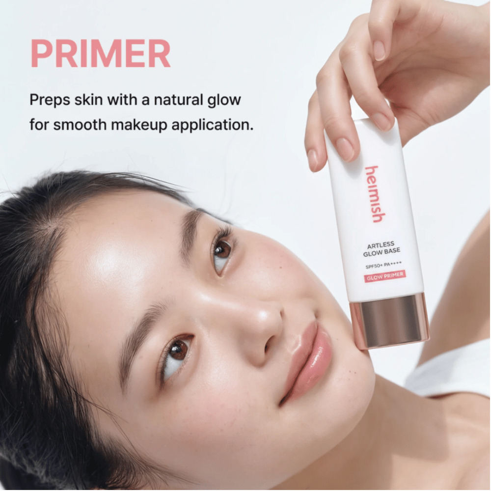 Heimish Artless Glow Base SPF50+ PA++++ sa používa ako primer pred makeupom pre rovnomerný základ s prirodzeným jasom.