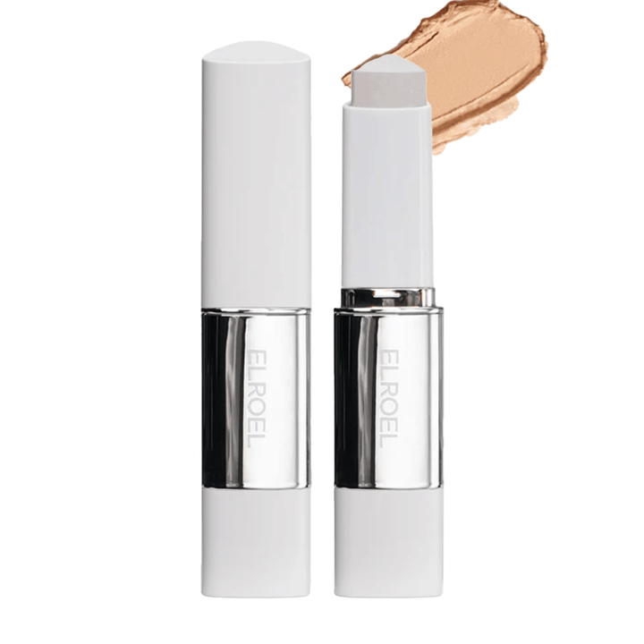 ELROEL Blanc Cover Cream Stick concealer v hlbokom odtieni s vysokým krytím a jemným, pokožke blízkym zakončením.