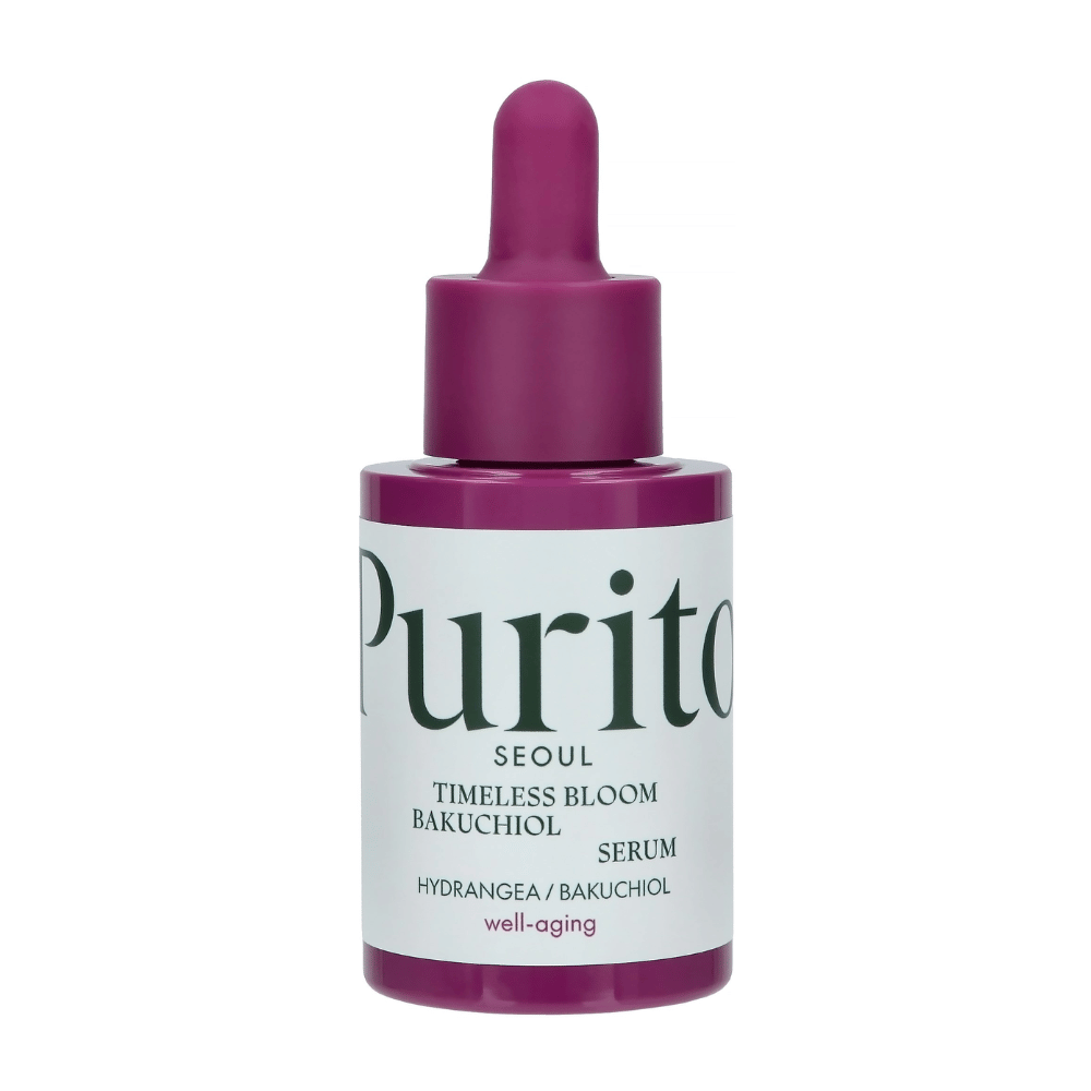 Purito Timeless Bloom Bakuchiol Serum je dokonalý produkt pre zdravé starnutie, ktorý kombinuje hortenzie a bakuchiol na zlepšenie elasticity pokožky a zníženie viditeľných liniek. Jemný a účinný pre všetky typy pleti, bez spôsobenia podráždenia.