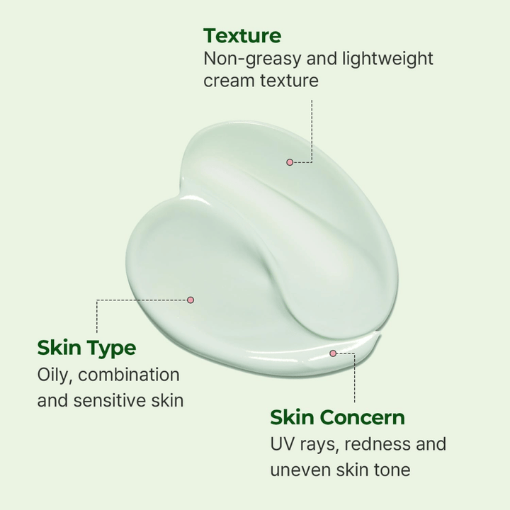 Detailný záber na svetlozelenú krémovú textúru Torriden Balanceful Tone Up Sun Cream, ktorá je ľahká, hydratačná a prispôsobená pre mastnú, zmiešanú a citlivú pleť.