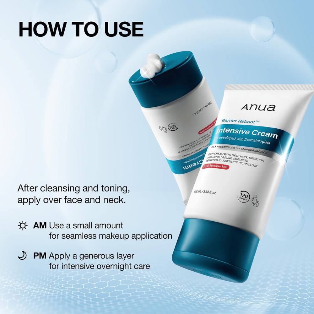 1. Anua Barrier Reboot Intensive Cream 100ml – aplikácia hydratačného pleťového krému ráno a večer