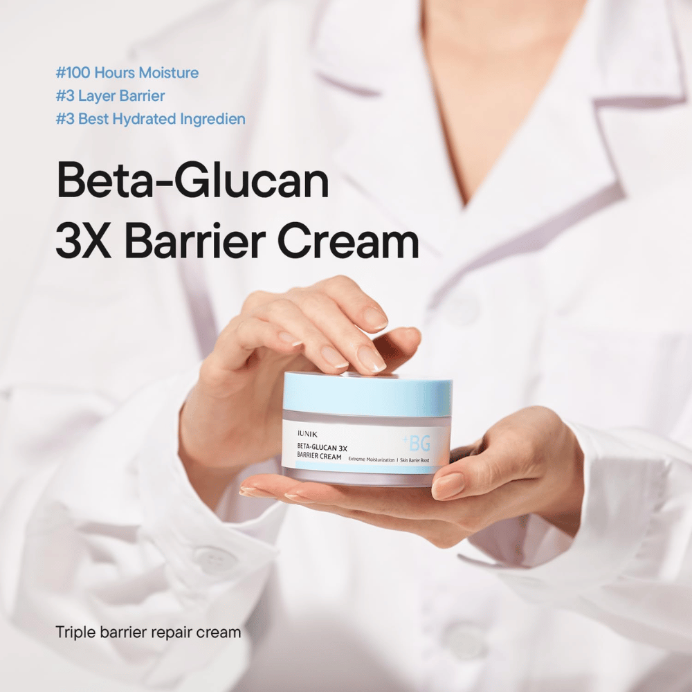 iUNIK Beta-Glucan 3X Barrier Cream hydratačný krém na tvár pre suchú a citlivú pleť s trojitou starostlivosťou o bariéru