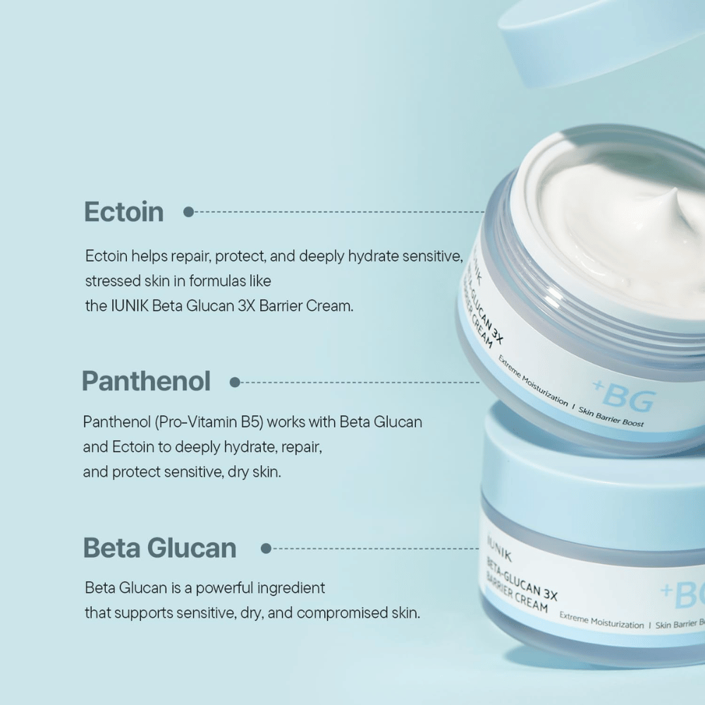 iUNIK Beta-Glucan 3X Barrier Cream s beta-glukánom, ectoinom a panthenolom na intenzívnu hydratáciu a posilnenú kožnú bariéru