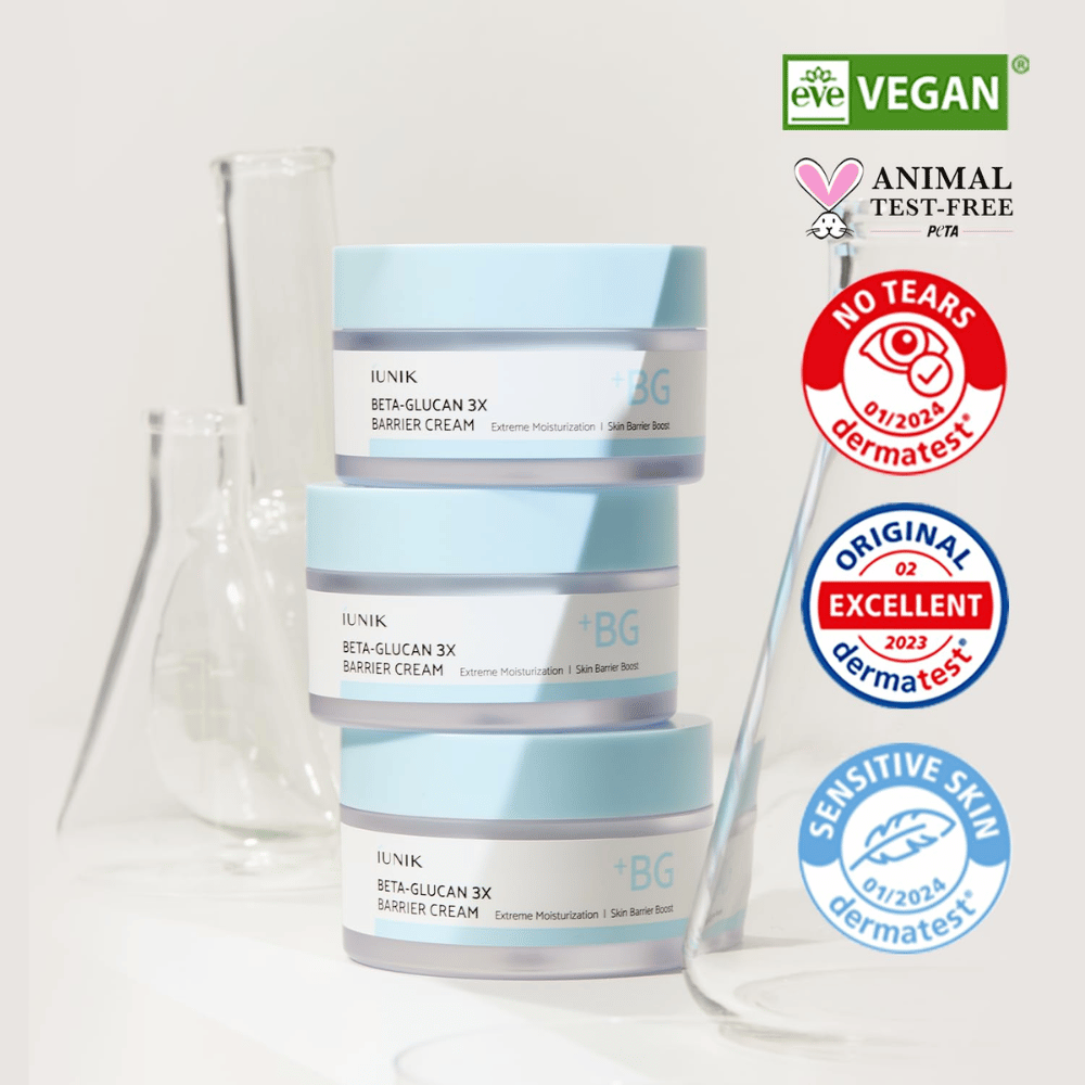 iUNIK Beta-Glucan 3X Barrier Cream s vegánskym zložením a dermatologicky testovaným bariérovým krémom pre citlivú pleť