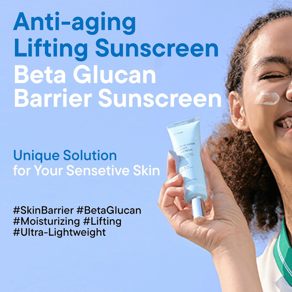iUNIK Beta-Glucan Barrier Sunscreen SPF50+ PA++++ ochrana pred slnkom pre citlivú pleť s beta-glukánom a anti-age peptidmi