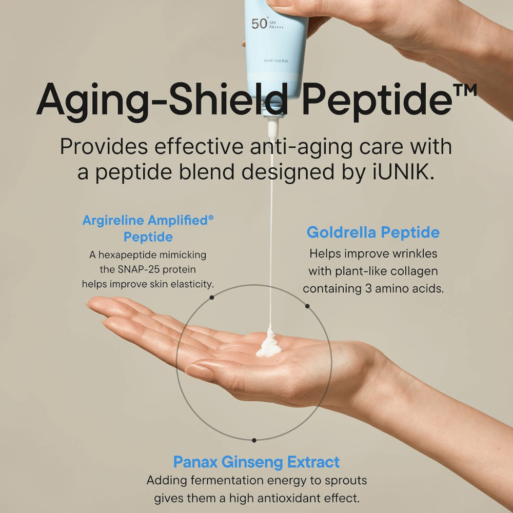 iUNIK Beta-Glucan Barrier Sunscreen SPF50+ PA++++ s peptidmi a beta-glukánom na hydratáciu a anti-age účinok