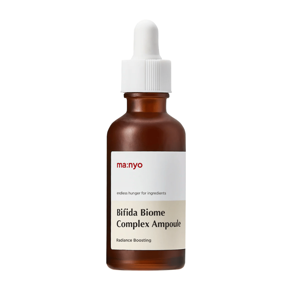 Čistý výrez produktu ma:nyo Bifida Biome Complex Ampoule na svetlom pozadí.
