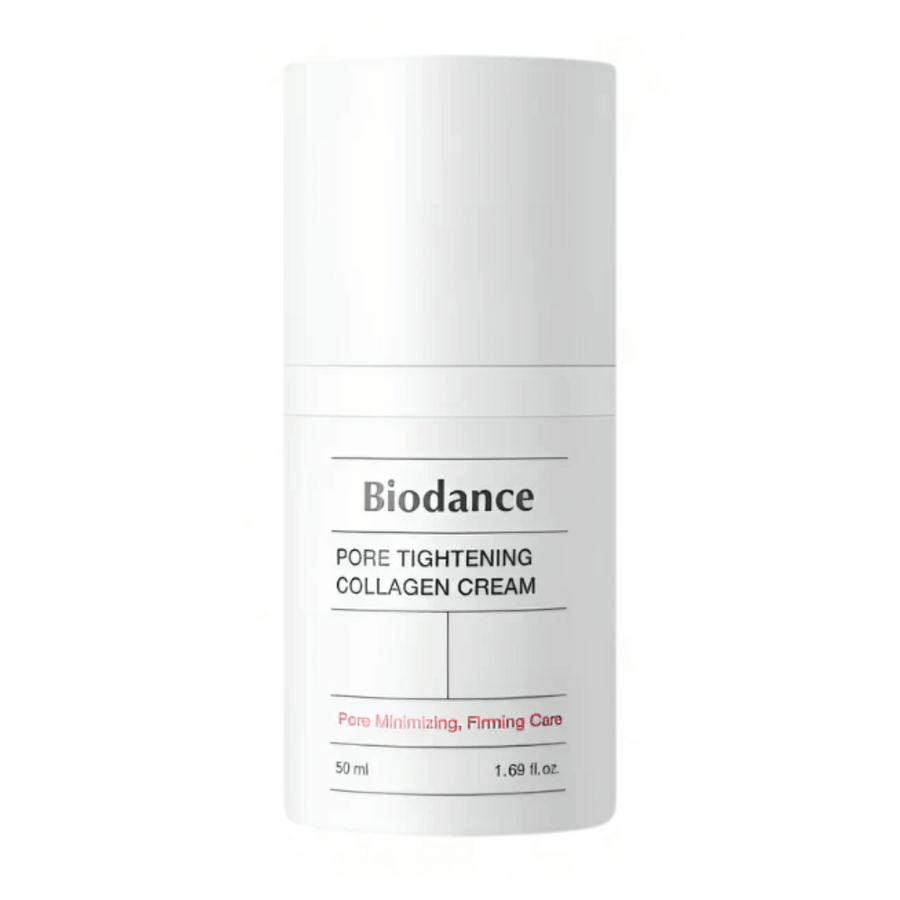 Biodance Pore Tightening Collagen Cream v jednoduchej bielej fľaši s minimalistickým dizajnom, 50 ml.