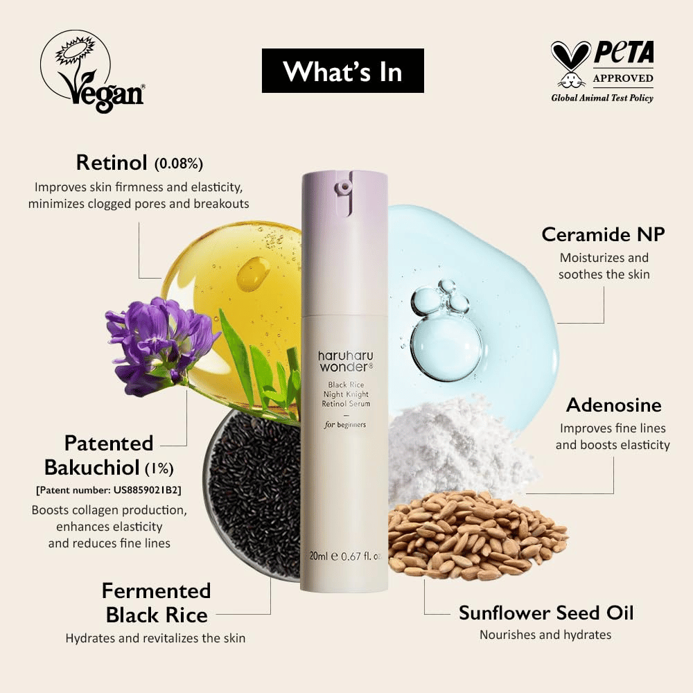 Haruharu Wonder Black Rice Night Knight Retinol Serum – retinol, bakuchiol, ceramid a fermentovaná čierna ryža