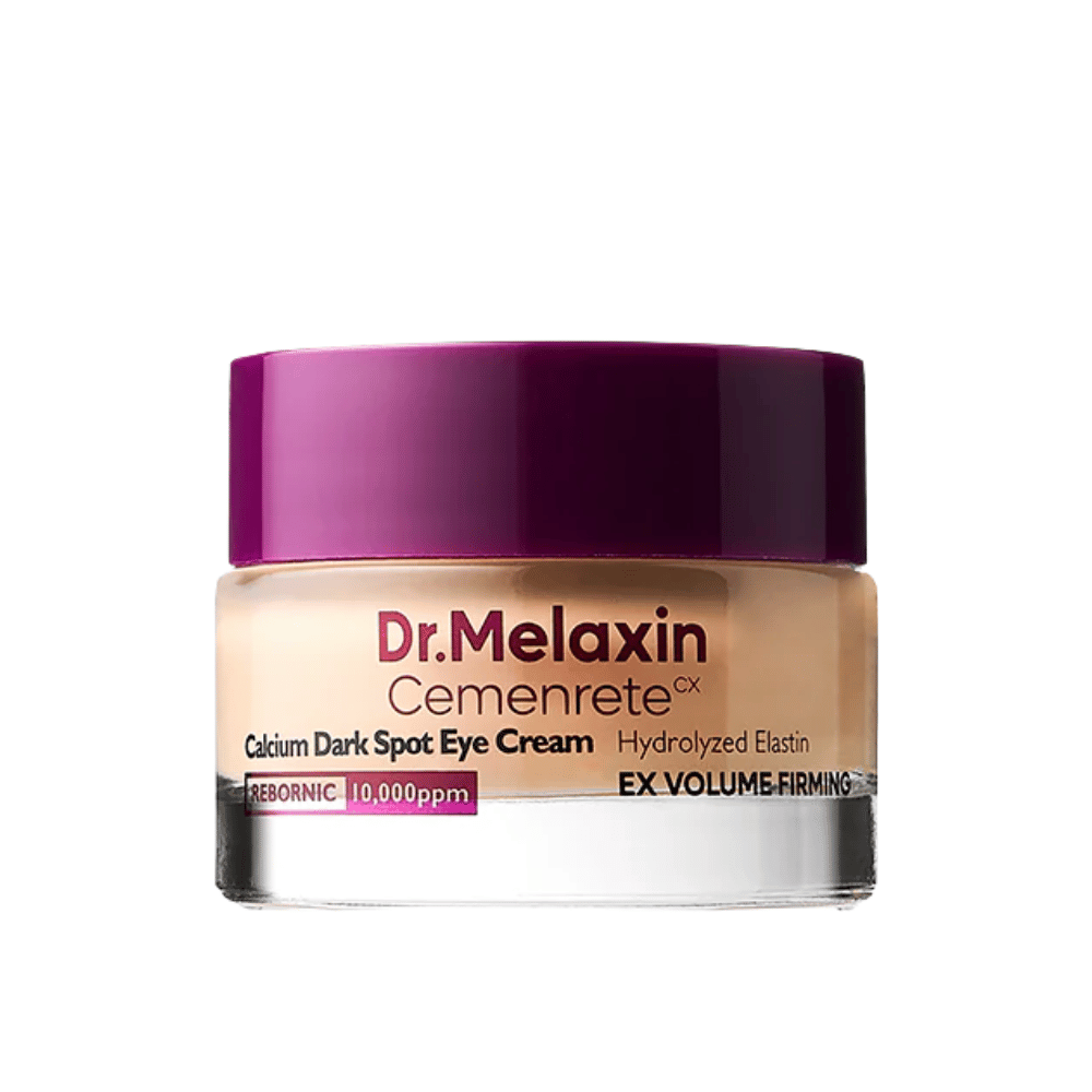 Dr.Melaxin Cemenrete Calcium Dark Spot Eye Cream na celom obrázku proti bielej pozadiu, kórejský očný krém, ktorý bojuje proti pigmentácii, unavenej pleti a známkam starnutia.