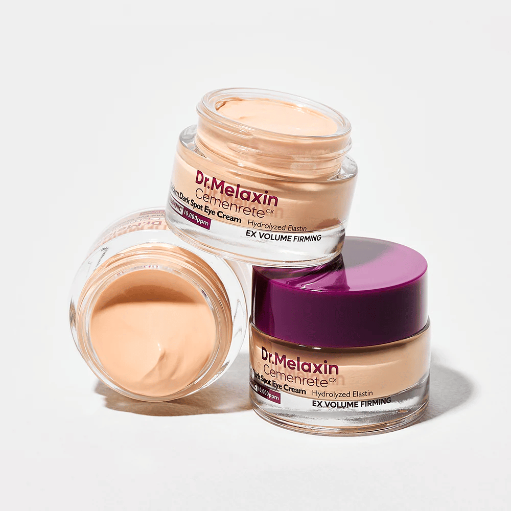 Dr.Melaxin Cemenrete Eye Cream z rôznych uhlov, kórejský očný krém proti tmavým škvrnám a jemným linkám s objemovým a spevňujúcim účinkom.