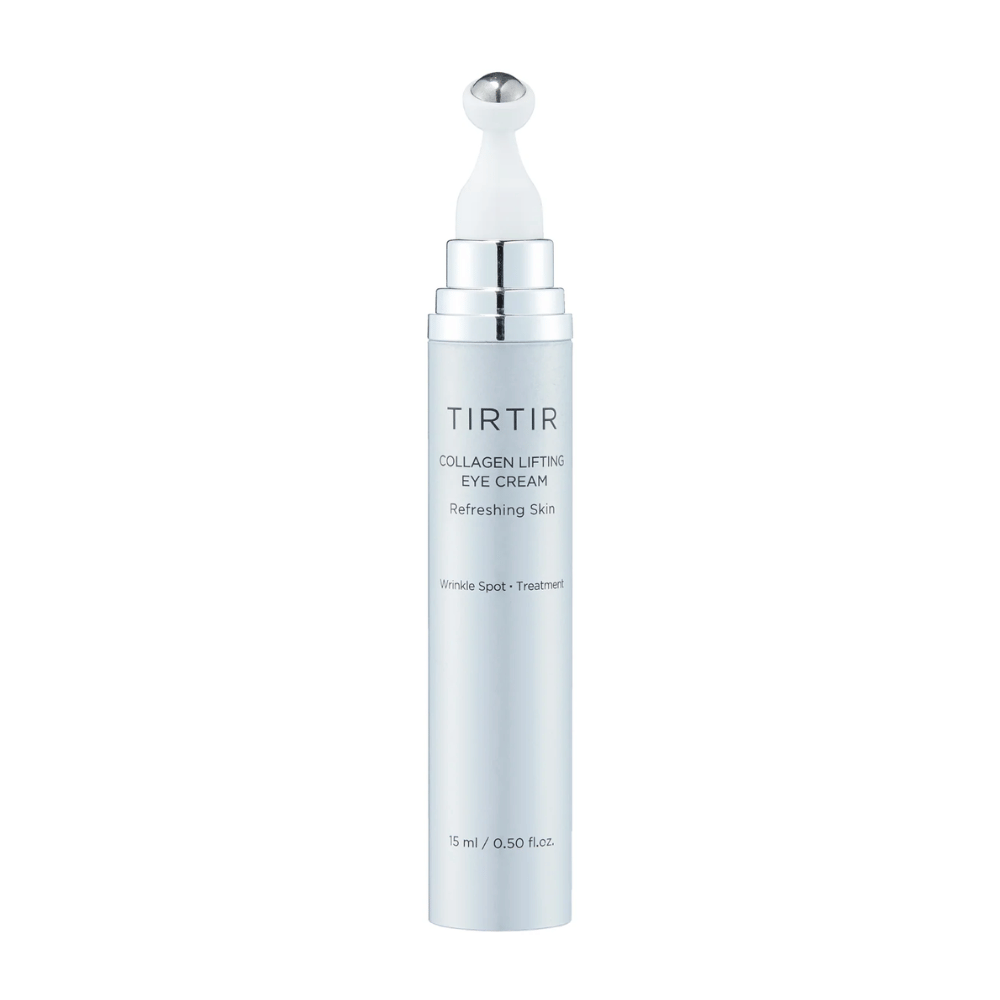 Tuba s TIRTIR Collagen Lifting Eye Cream na čistom pozadí, navrhnutá pre osviežujúcu starostlivosť o pleť.
