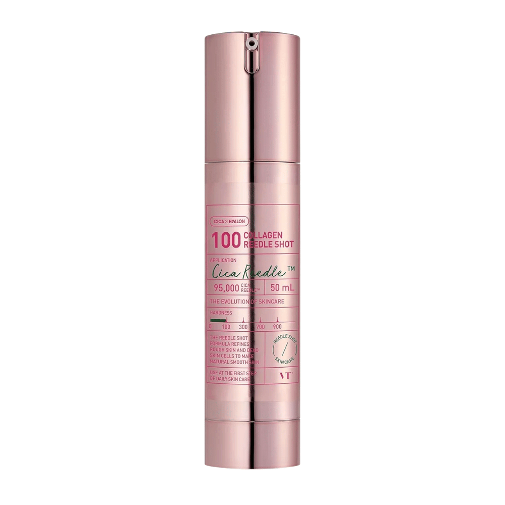 Produktový obrázok VT Collagen Reedle Shot 100 – 50 ml. Zlepšuje elasticitu a hladkosť pokožky kolagénovými mikronáplňami.