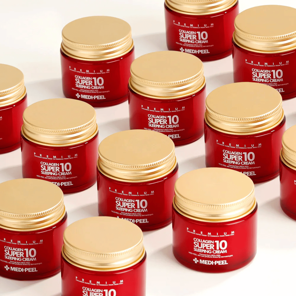 MEDI-PEEL Collagen Super 10 Sleeping Cream – populárny kórejský nočný krém s kolagénom, ktorý zlepšuje elasticitu a žiarivosť pleti.