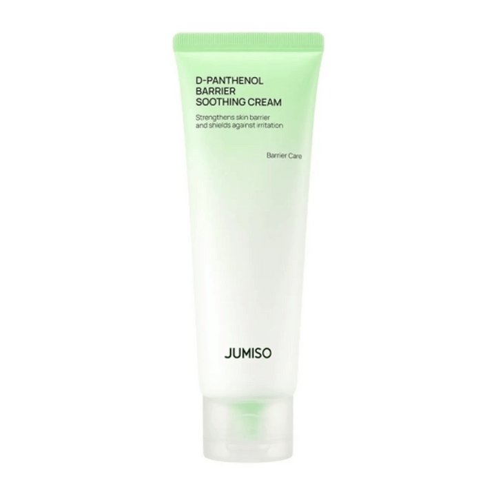 Obrázok produktu Jumiso D-Panthenol Barrier Soothing Cream v zelenej tube na bielom pozadí.