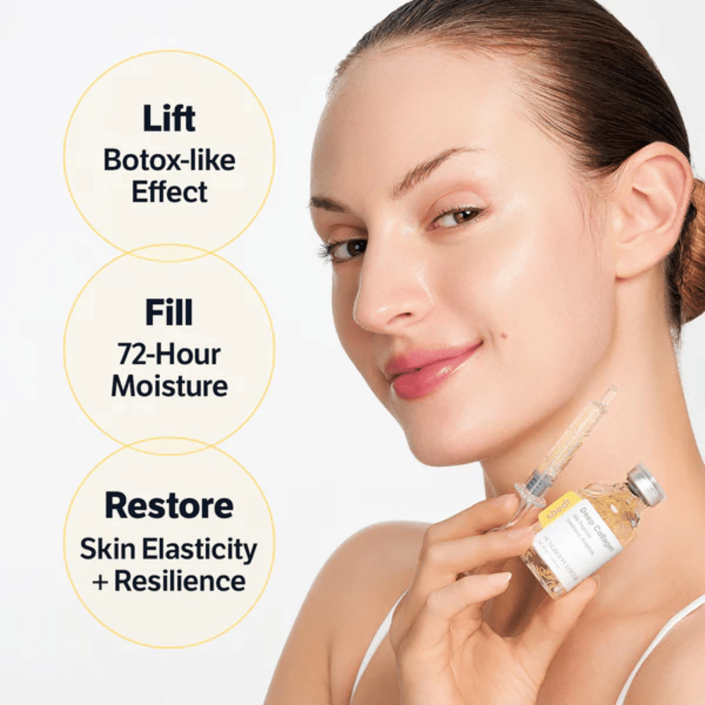 SUNGBOON EDITOR Deep Collagen Silk Peptide Intensive Ampoule – anti-age sérum s peptidmi, ktoré pomáhajú dodávať pevnejšiu pokožku, zlepšovať elasticitu a hydratovať až 72 hodín.