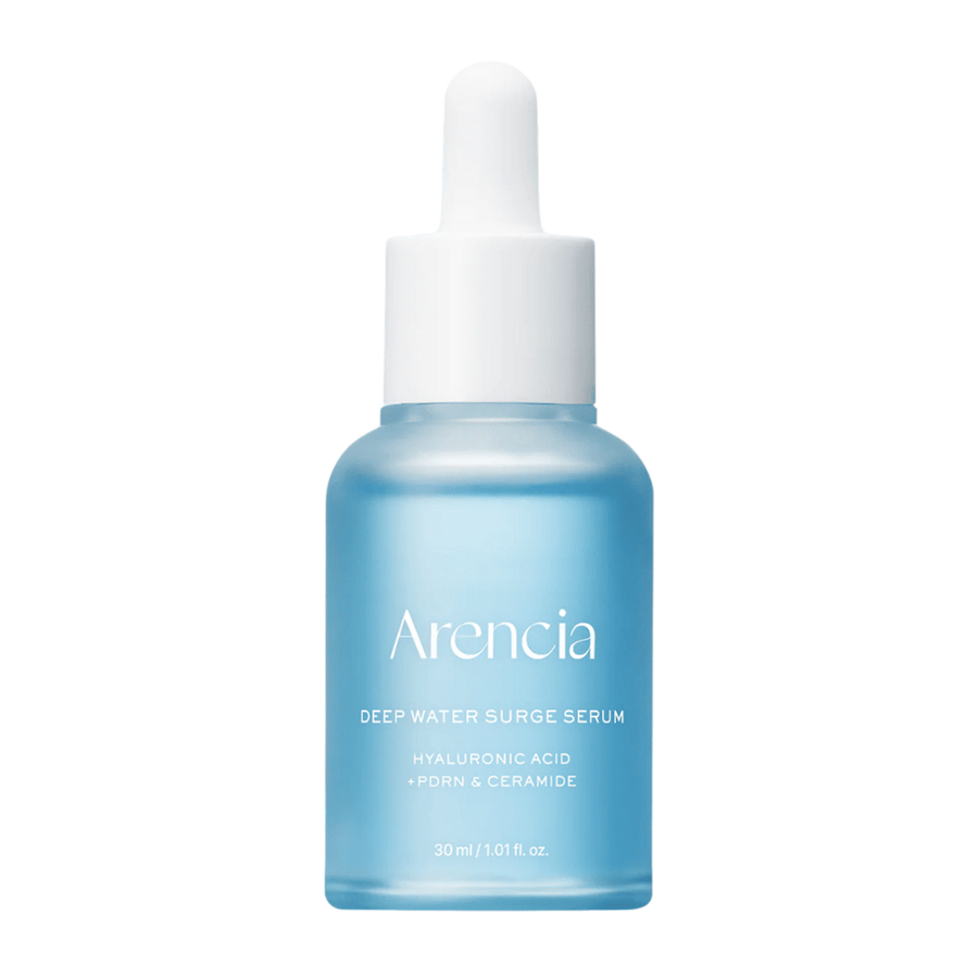 Arencia Deep Water Surge Serum 30 ml na bielom pozadí – hydratačné sérum s kyselinou hyalurónovou, PDRN a ceramidmi pre citlivú, suchú a dehydrovanú pokožku.