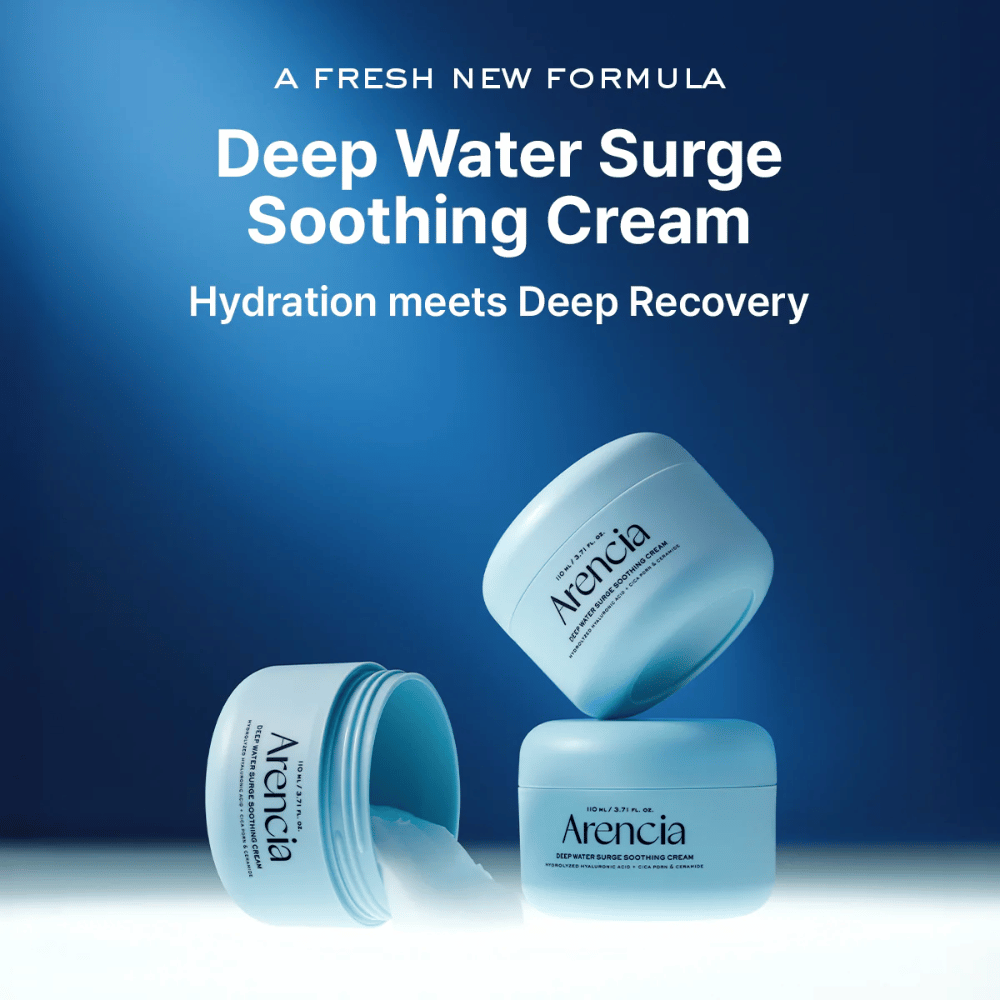 Arencia Deep Water Surge Soothing Cream – nový upokojujúci a hydratačný pleťový krém, ktorý kombinuje intenzívnu hydratáciu s ošetrujúcou starostlivosťou o pokožku.