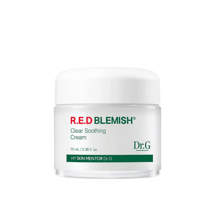 Dr.G R.E.D Blemish Clear Soothing Cream je jemný a hydratačný krém, ktorý zmierňuje začervenanie a podráždenie. Formula obsahuje Centella Asiatica a kyselinu hyalurónovú na posilnenie kožnej bariéry a obnovenie rovnováhy. Ideálny pre citlivú a aknóznu pleť.