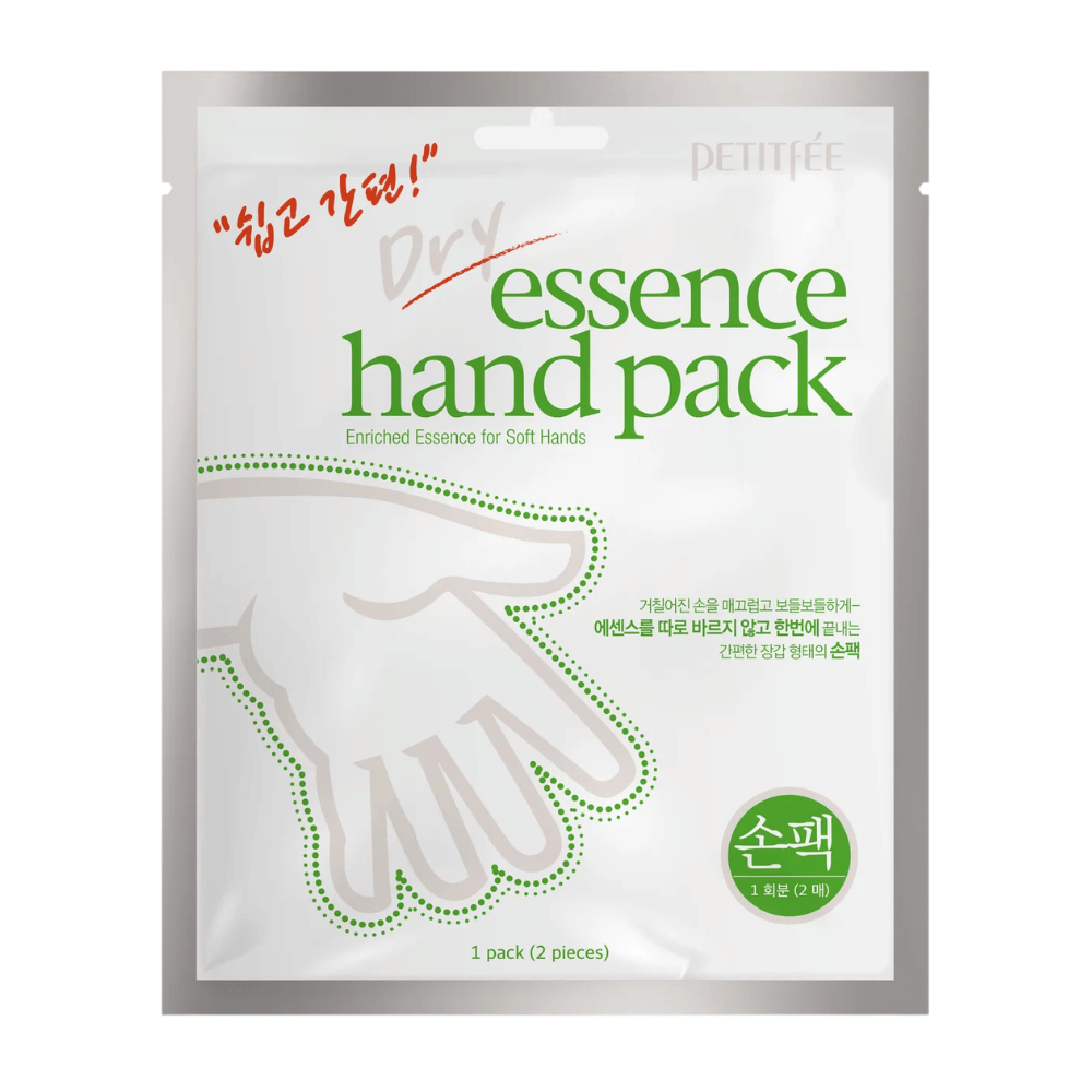 PETITFEE Dry Essence Hand Pack ošetrujúca maska na ruky s bambuckým maslom, ureou a kyselinou hyalurónovou pre intenzívnu hydratáciu