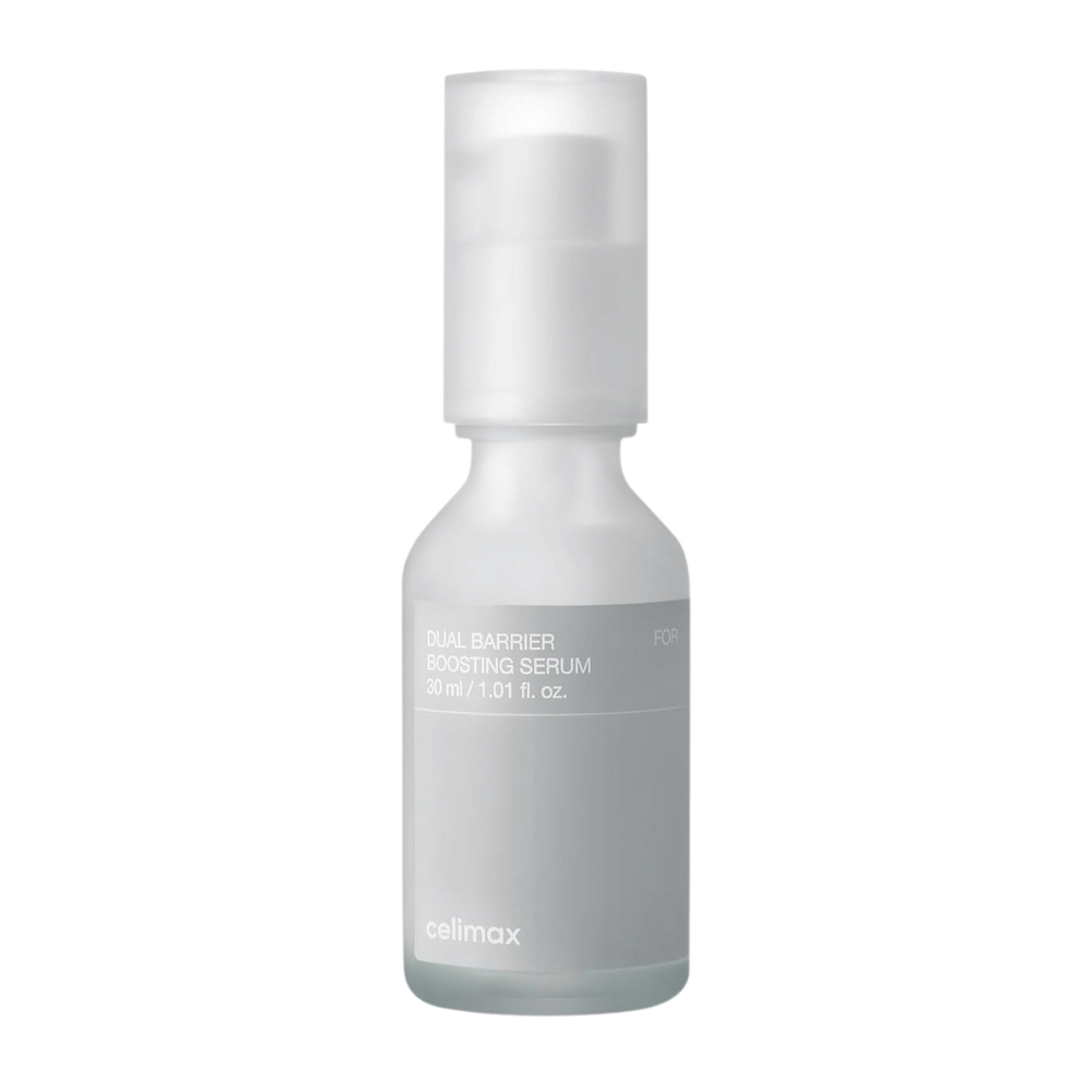 Celimax Dual Barrier Boosting Serum produktový obrázok na bielom pozadí, kórejské sérum pre citlivú a suchú pokožku.