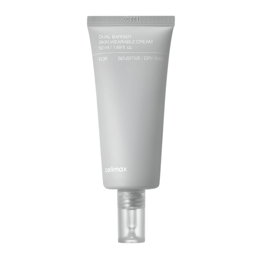 Celimax Dual Barrier Skin Wearable Cream pre citlivú a suchú pokožku, hydratačný pleťový krém, ktorý posilňuje kožnú bariéru a znižuje podráždenie.