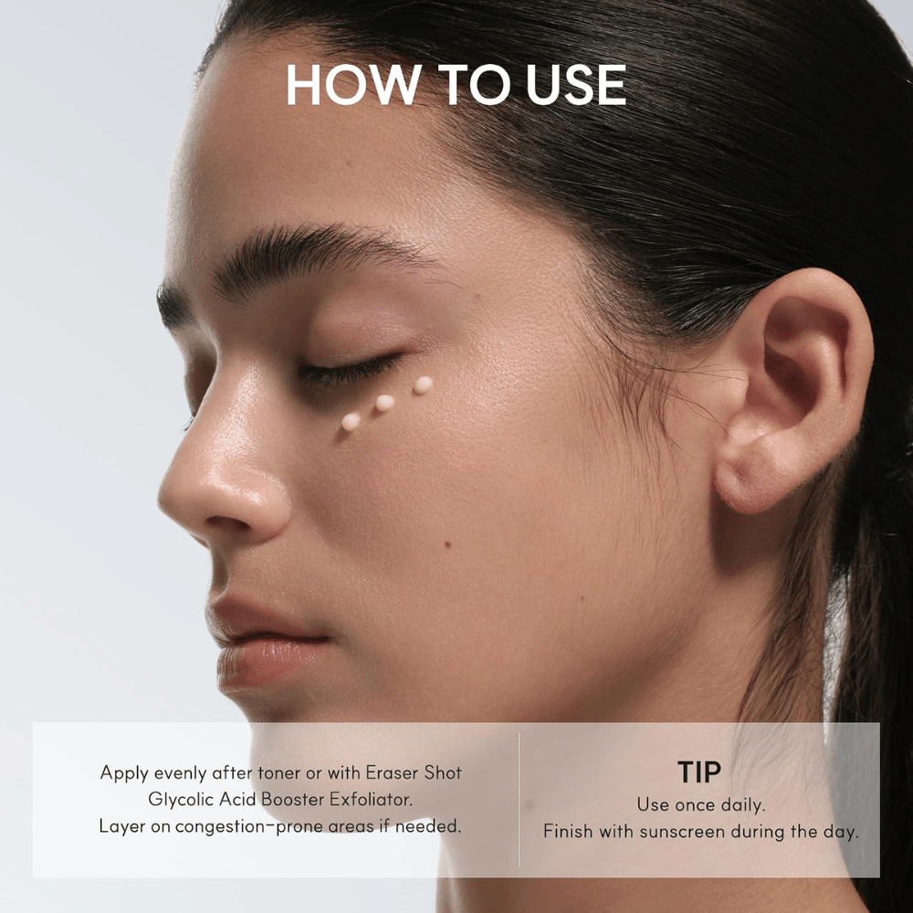 Arencia Eraser Shot Glycolic Acid Booster – aplikácia exfoliačného pleťového krému s kyselinou glykolovou