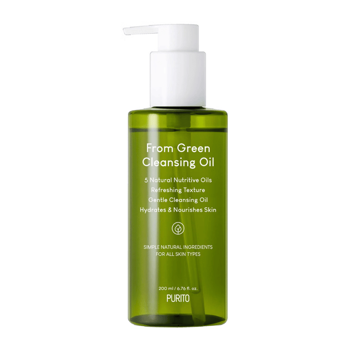 Purito From Green Cleansing Oil je jemný čistiaci olej formulovaný s prírodnými výživnými olejmi. Efektívne odstraňuje make-up a nečistoty a zároveň hydratuje a vyživuje pokožku. Vhodný pre všetky typy pleti a zanecháva pokožku mäkkú a sviežu.