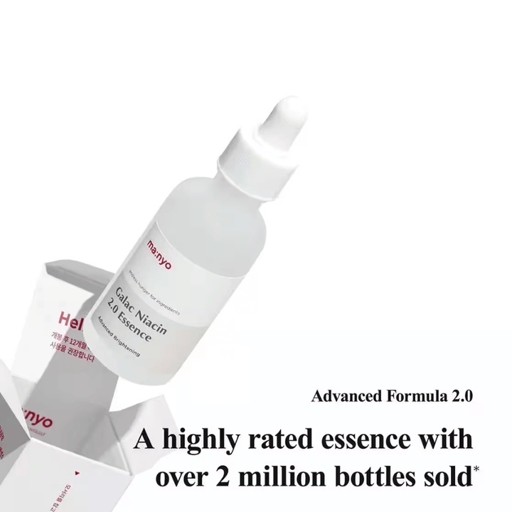 Ma:nyo Galac Niacin 2.0 Essence – najpredávanejšia kórejská esencia s viac ako 2 miliónmi predaných fliaš, obohatená o galactomyces a niacínamid pre jasnejší tón pleti.