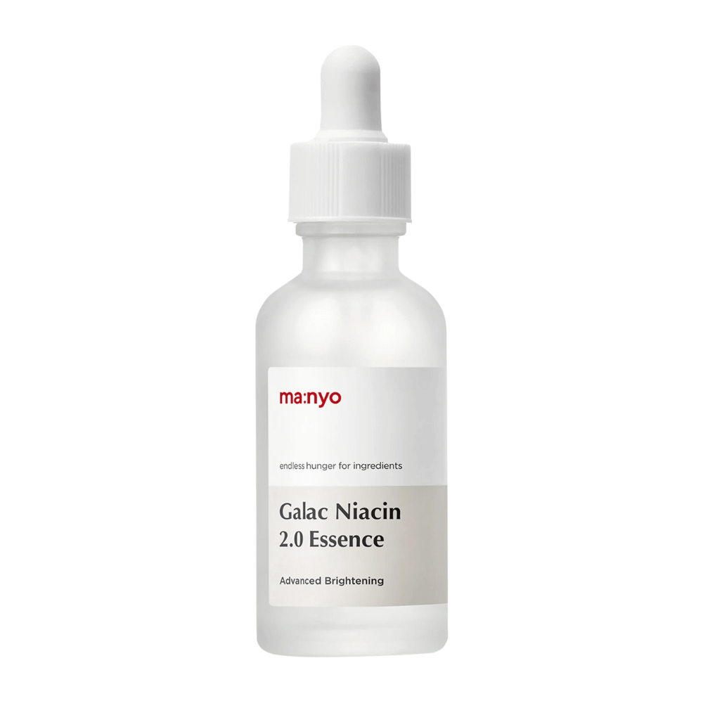 Detailný pohľad na Ma:nyo Galac Niacin 2.0 Essence – pokročilá aktualizovaná formula, ktorá hydratuje, rozjasňuje a zlepšuje elasticitu pokožky.