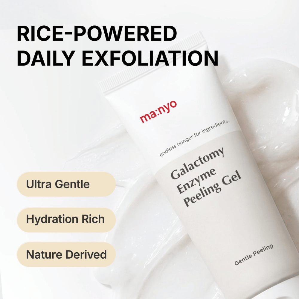 ma:nyo Galactomy Enzyme Peeling Gel, jemný peeling s ingredienciami na báze ryže a hydratačnou gélovou textúrou.