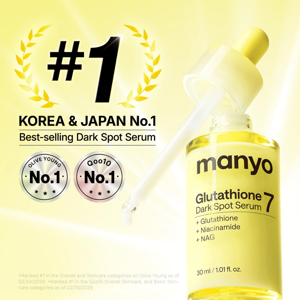 Ma:nyo Glutathione 7 Dark Spot Serum oceňované sérum proti pigmentovým škvrnám s glutathionom, niacinamidom a NAG