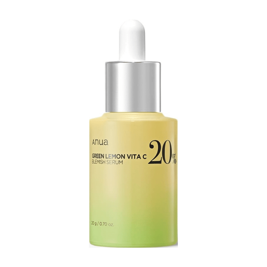 Fľaša s ANUA Green Lemon Vita C Blemish Serum, obsahujúca 20% vitamínu C.