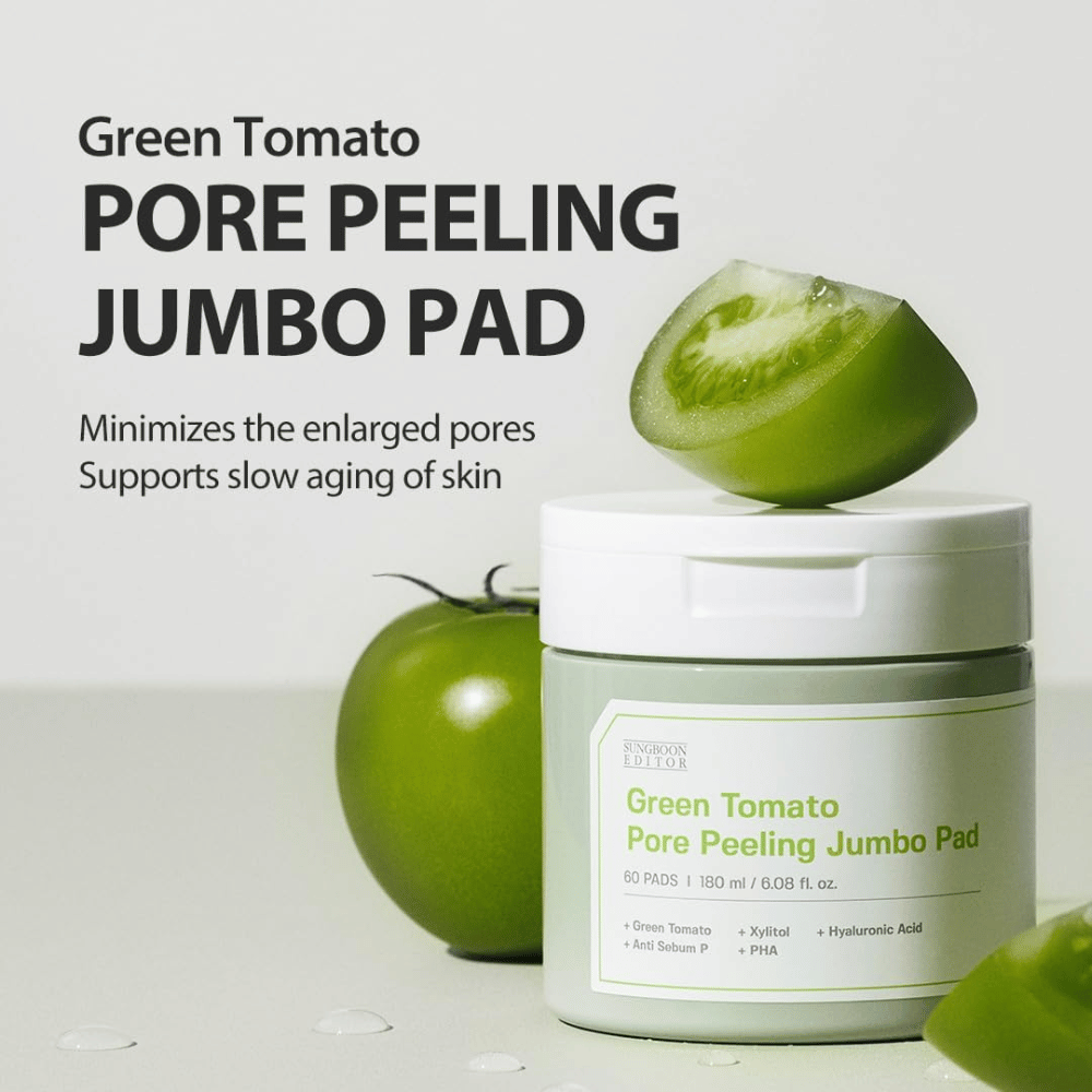 SUNGBOON EDITOR Green Tomato Pore Peeling Jumbo Pad – exfoliačné vankúšiky na póry a rovnomernejšiu štruktúru pleti